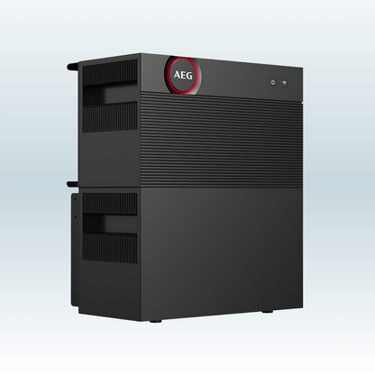 AEG Solarcube Pro schuin van links, met ventilatieopeningen en handgrepen aan de linkerkant